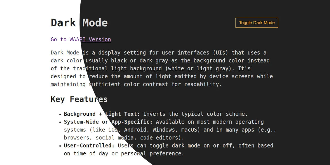 Dark Mode with View Transition